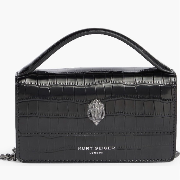 Kurt Geiger Handbags - Kurt Geiger XS The Bond Croc Embossed Leather Top Handle Bag